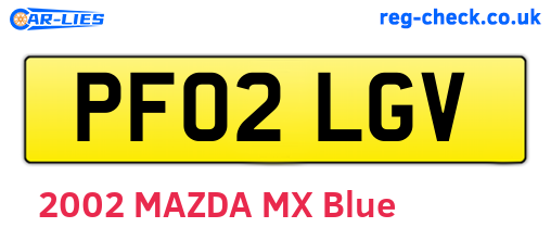 PF02LGV are the vehicle registration plates.