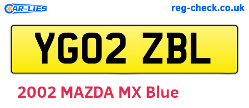 YG02ZBL are the vehicle registration plates.