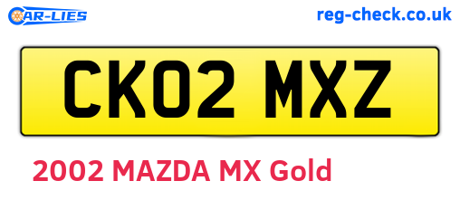 CK02MXZ are the vehicle registration plates.