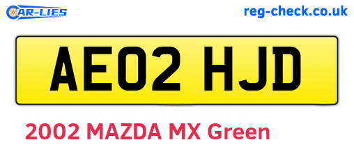AE02HJD are the vehicle registration plates.