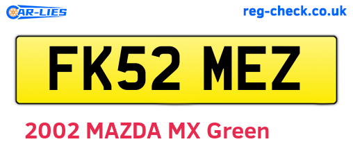 FK52MEZ are the vehicle registration plates.