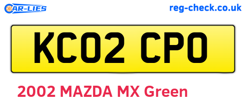 KC02CPO are the vehicle registration plates.