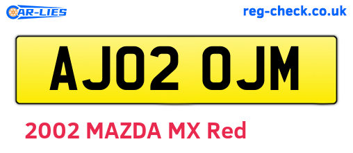 AJ02OJM are the vehicle registration plates.