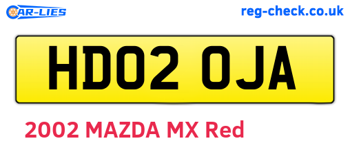 HD02OJA are the vehicle registration plates.