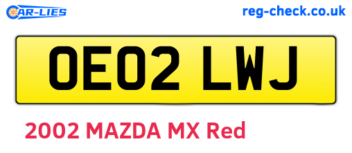 OE02LWJ are the vehicle registration plates.