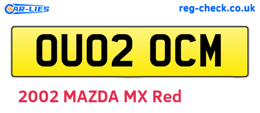 OU02OCM are the vehicle registration plates.