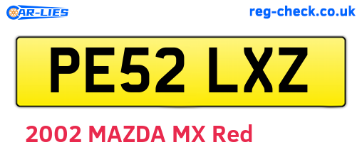 PE52LXZ are the vehicle registration plates.