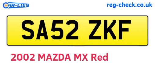 SA52ZKF are the vehicle registration plates.
