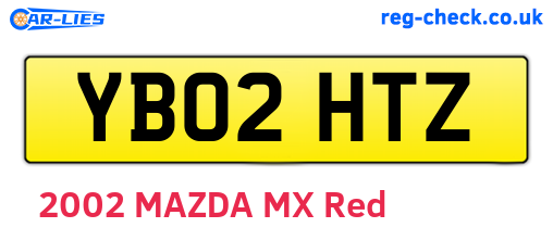 YB02HTZ are the vehicle registration plates.