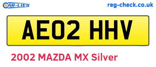 AE02HHV are the vehicle registration plates.