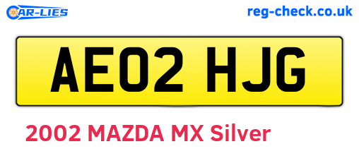AE02HJG are the vehicle registration plates.