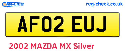 AF02EUJ are the vehicle registration plates.
