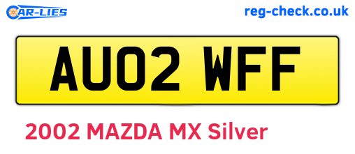 AU02WFF are the vehicle registration plates.
