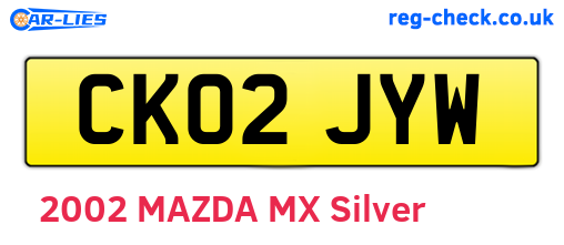CK02JYW are the vehicle registration plates.