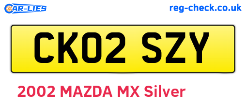 CK02SZY are the vehicle registration plates.