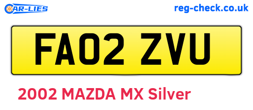 FA02ZVU are the vehicle registration plates.