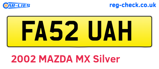 FA52UAH are the vehicle registration plates.