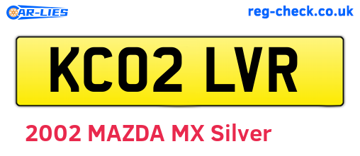 KC02LVR are the vehicle registration plates.