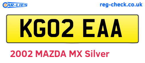 KG02EAA are the vehicle registration plates.