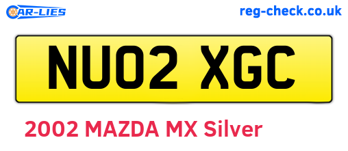 NU02XGC are the vehicle registration plates.