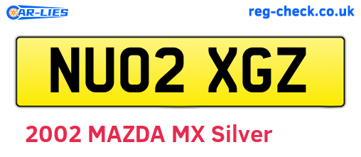 NU02XGZ are the vehicle registration plates.
