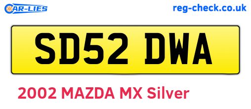 SD52DWA are the vehicle registration plates.