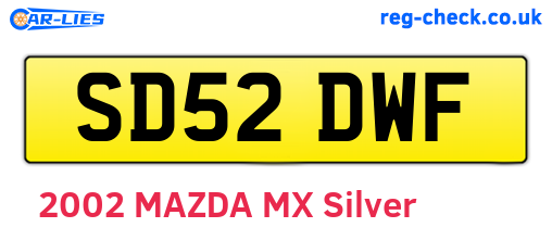 SD52DWF are the vehicle registration plates.
