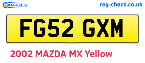 FG52GXM are the vehicle registration plates.