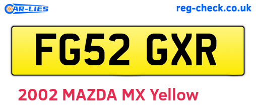 FG52GXR are the vehicle registration plates.