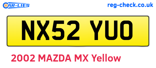 NX52YUO are the vehicle registration plates.