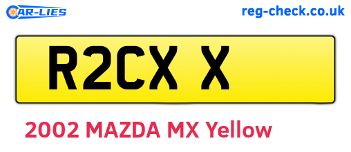 R2CXX are the vehicle registration plates.
