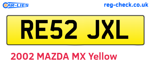 RE52JXL are the vehicle registration plates.