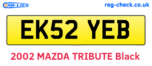 EK52YEB are the vehicle registration plates.