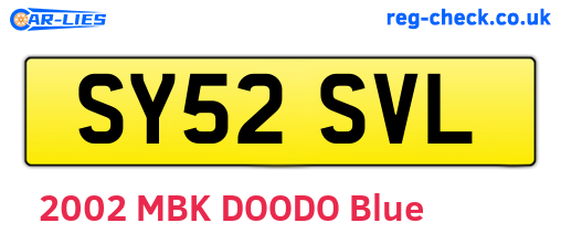 SY52SVL are the vehicle registration plates.