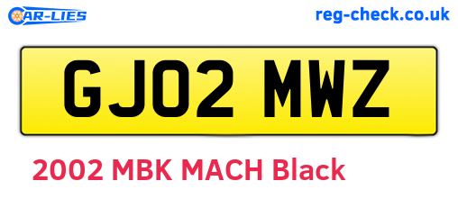 GJ02MWZ are the vehicle registration plates.