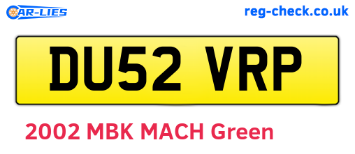 DU52VRP are the vehicle registration plates.