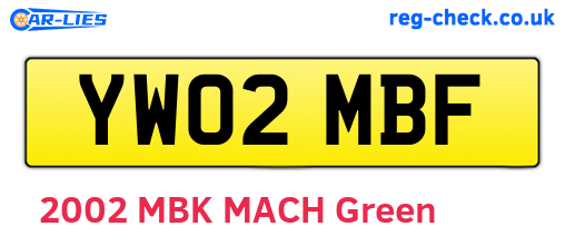 YW02MBF are the vehicle registration plates.