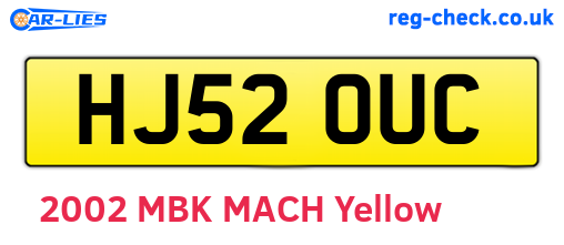 HJ52OUC are the vehicle registration plates.