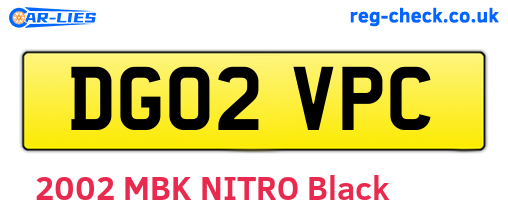 DG02VPC are the vehicle registration plates.