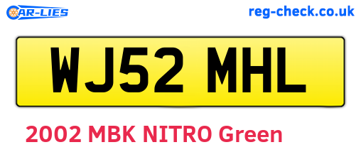 WJ52MHL are the vehicle registration plates.