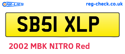 SB51XLP are the vehicle registration plates.