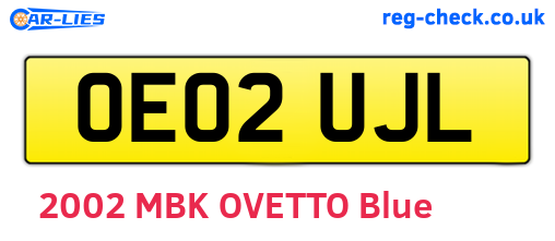 OE02UJL are the vehicle registration plates.