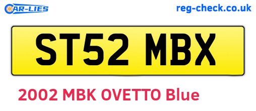 ST52MBX are the vehicle registration plates.