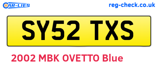 SY52TXS are the vehicle registration plates.