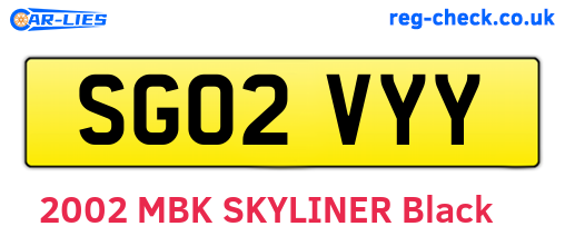 SG02VYY are the vehicle registration plates.