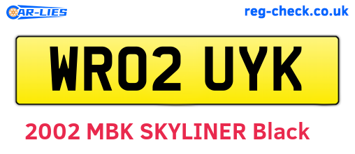 WR02UYK are the vehicle registration plates.