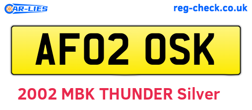 AF02OSK are the vehicle registration plates.