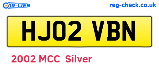 HJ02VBN are the vehicle registration plates.