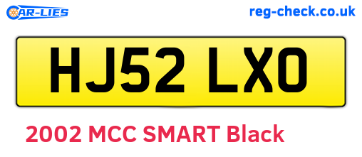 HJ52LXO are the vehicle registration plates.