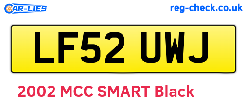 LF52UWJ are the vehicle registration plates.